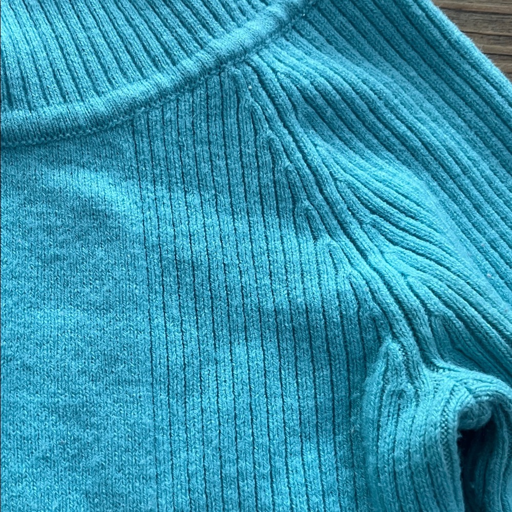 Takeout Turquoise Ribbed Sweater - Picture 3 of 9